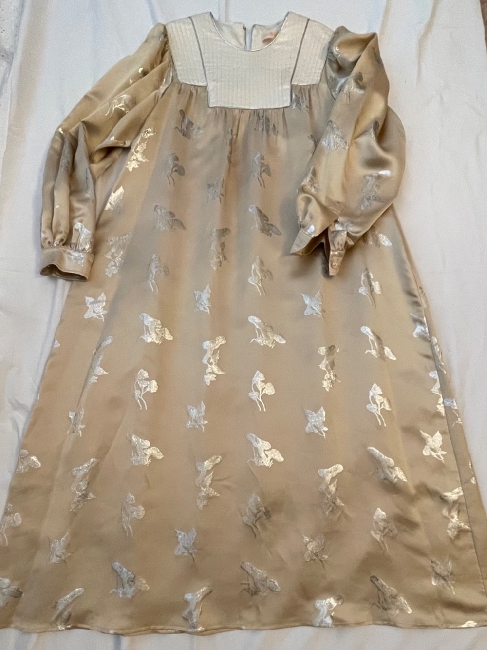 NWT!!! TORY BURCH Mushroom Lurex Satin Gown - Picture 2 of 11